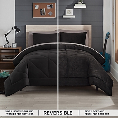 UGG&reg; Corey 2-Piece Reversible Twin/Twin XL Comforter Set in Off Black. View a larger version of this product image.