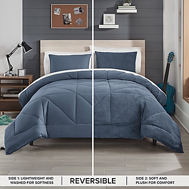 UGG&reg; Corey 2-Piece Reversible Twin/Twin XL Comforter Set in Pacific Blue. View a larger version of this product image.