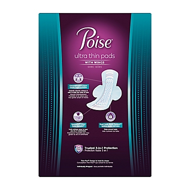 Poise&reg; 54-Count Moderate Absorbency Ultra Thin Pads with Wings. View a larger version of this product image.