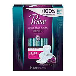 Poise® 34-Count Maximum Absorbency Ultra Thin Pads with Wings