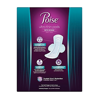 Poise&reg; 34-Count Maximum Absorbency Ultra Thin Pads with Wings. View a larger version of this product image.