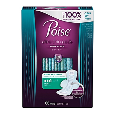 Poise&reg; 66-Count Regular Absorbency Ultra Thin Pads with Wings. View a larger version of this product image.