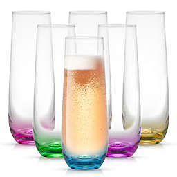 JoyJolt® Hue Stemless Champagne Flute Glasses (Set of 6)