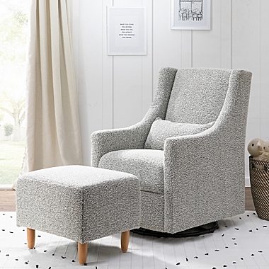 Babyletto&reg; Toco Swivel Glider in Black/White Boucle with Ottoman. View a larger version of this product image.