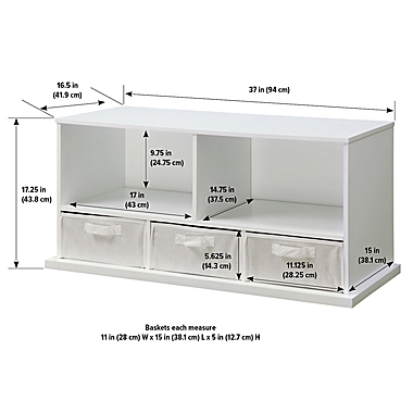 Badger Basket 3-Basket Stackable Shelf Storage Cubby in White. View a larger version of this product image.
