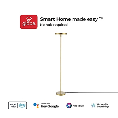 Globe Electric Nova Smart Metal Floor Lamp in Brass. View a larger version of this product image.