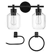 Globe Electric Cannes 3-Piece Powder Room Set with Light in Matte Black