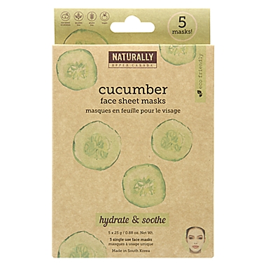 Naturally by Upper Canada&reg; 5-Piece Cucumber Infused Sheet Masks. View a larger version of this product image.