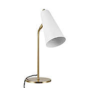 Globe Electric Aemilia Desk Lamp in Matte White and Matte Brass with LED Bulb