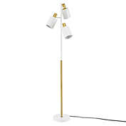 Globe Electric Lexie 3-Light Floor Lamp in White/Brass