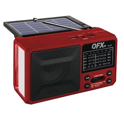 Portable Bluetooth&reg; AM/FM/SW Solar Radio with Flashlight in Black