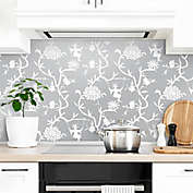 Chinoiserie Peel and Stick Wallpaper in Metallic Silver