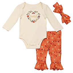 Baby Starters® 3-Piece Thankful Bodysuit, Legging, and Headband Set in Orange