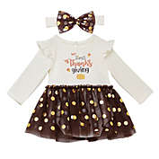 Baby Starters&reg; Newborn 2-Piece My First Thanksgiving Long Sleeve Dress and Headband Set