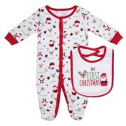 Baby Starters&reg; 2-Piece &quot;My First Christmas&quot; Footie Pajama and Bib Set