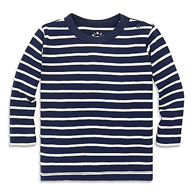 Primary Unisex 18-24M Long Sleeve Tee in Navy Stripe. View a larger version of this product image.