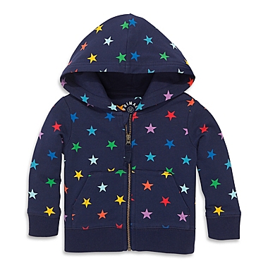 Primary&reg; Unisex Size 18-24M French Terry Zip Hoodie in Navy/Rainbow Star. View a larger version of this product image.