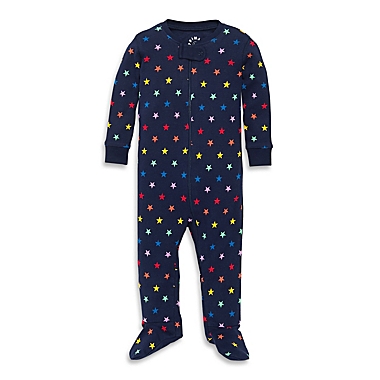 Primary&reg; Size 18-24M Unisex Mini Star Organic Cotton Zip Footie in Navy/Rainbow Star. View a larger version of this product image.