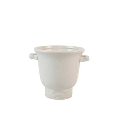 Everhome&trade; Small Round Stoneware Indoor/Outdoor Urn Planter in White