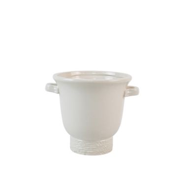 Everhome&trade; Small Round Stoneware Indoor/Outdoor Urn Planter in White. View a larger version of this product image.