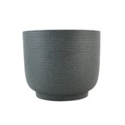 Everhome&trade; Round Stoneware Indoor/Outdoor Ribbed Planter in Grey