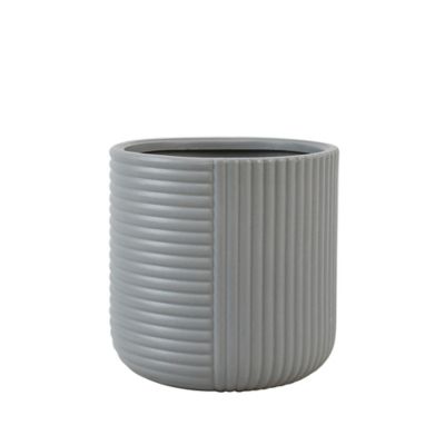 Small Ribbed Stripe Planter in Grey