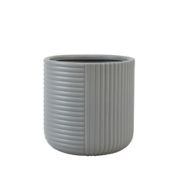 Small Ribbed Stripe Planter in Grey