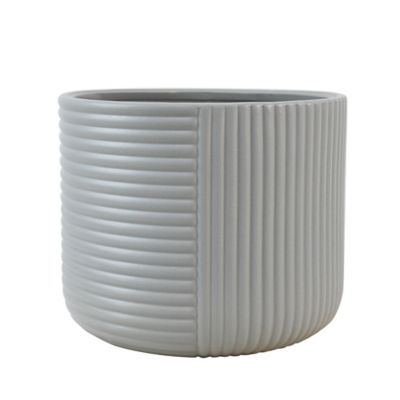 Ribbed Stripe Planter in Grey