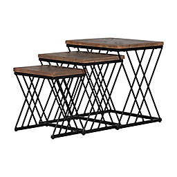Hillsdale Furniture Kane Creek Nesting Accent Tables in Black/Brown (Set of 3)