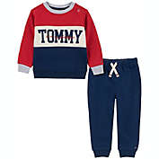 Tommy Hilfiger&reg; 2-Piece Colorblock Long Sleeve Top and Jogger Set in Red/Navy