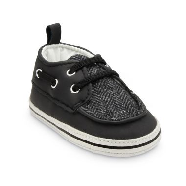 carter's&reg; Size 9-12M Herringbone Boat Shoe in Black. View a larger version of this product image.