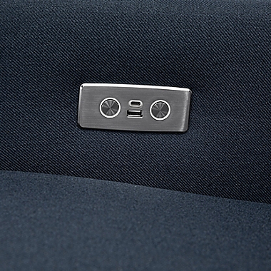 Babyletto Kiwi Glider Recliner with Electronic Control and USB in Performance Navy. View a larger version of this product image.