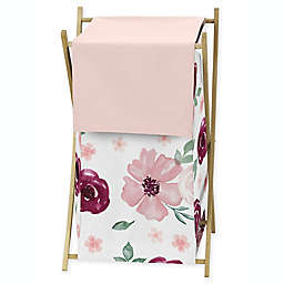 Sweet Jojo Designs® Watercolor Floral Rose Laundry Hamper in Burgundy/Pink
