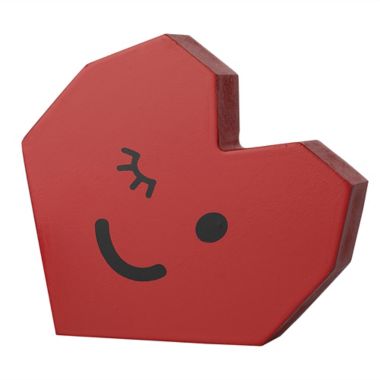 H for Happy&trade; Wooden Valentine's Day Winky Heart Decorative Accent in Red/Pink. View a larger version of this product image.