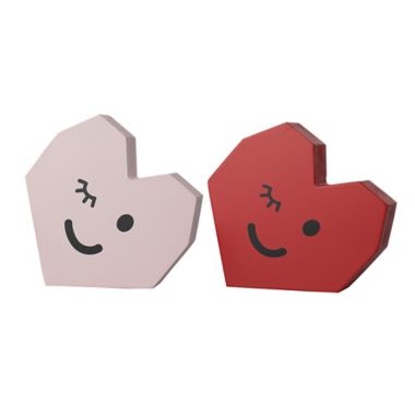 H for Happy&trade; Wooden Valentine's Day Winky Heart Decorative Accent in Red/Pink. View a larger version of this product image.