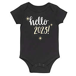 Baby Starters® "Hello 2023" New Year's Eve Short Sleeve Bodysuit in Black