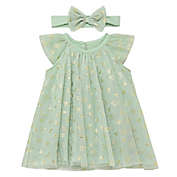 Baby Starters&reg; 2-Piece Tulle Trapeze Dress and Headband Set in Green