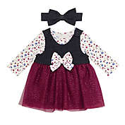 Baby Starters&reg; Size 3M 3-Piece Bodysuit, Jumper Dress, and Headband Set in Denim/Red