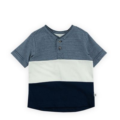Boys Toddler Short Sleeve Striped V-Neck Pocket T-Shirt Genuine Kid Oshkosh 12M 