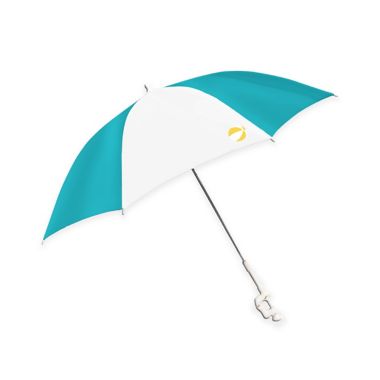 H for Happy&trade; 48-Inch Clamp-On Beach Umbrella in Blue/White Stripe. View a larger version of this product image.