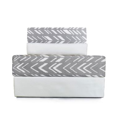 Simply Essential&trade; Microfiber Twin Sheet Set in Grey Chevron. View a larger version of this product image.
