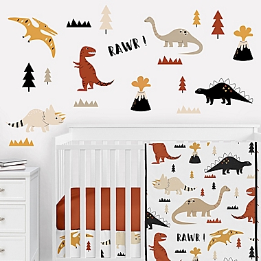 Sweet Jojo Designs&reg; Mod Dinosaur Removable Wall Decals in Black/Orange. View a larger version of this product image.