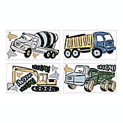 Sweet Jojo Designs&reg; Construction Trucks Wall Decal Sticker Set in Green/Blue