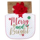 Alternate image 1 for Baby Essentials&reg; 2-Piece "Merry and Bright" Christmas Bib and Headband Set in White