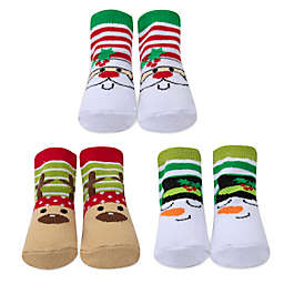 Baby Essentials® Size 0-12M 3-Pack Christmas Socks in White