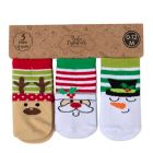 Alternate image 1 for Baby Essentials&reg; Size 0-12M 3-Pack Christmas Socks in White
