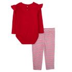 Alternate image 1 for Baby Essentials&reg; Size 6M 4-Piece Reindeer Bodysuit, Pant, Hat, and Sock Set in Red