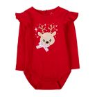 Alternate image 2 for Baby Essentials&reg; Size 6M 4-Piece Reindeer Bodysuit, Pant, Hat, and Sock Set in Red