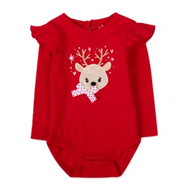 Baby Essentials&reg; Size 6M 4-Piece Reindeer Bodysuit, Pant, Hat, and Sock Set in Red. View a larger version of this product image.