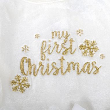 Baby Essentials&reg; Size 3M 2-Piece My First Christmas Footie Pajama and Headband Set. View a larger version of this product image.